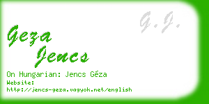 geza jencs business card