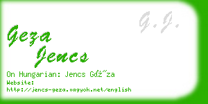 geza jencs business card
